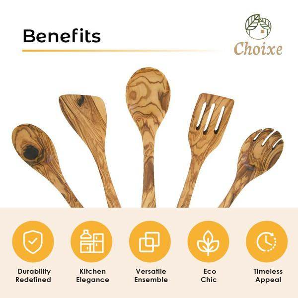 Olive Wood Kitchen Servers Set -5 pcs - VacationGrabs