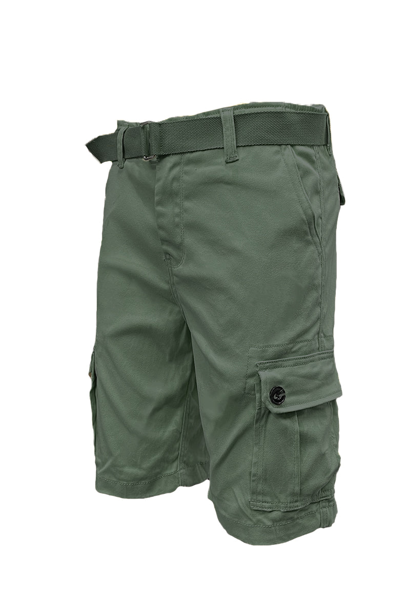 Men's Belted Cargo Shorts with Button Waist