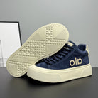Men's navy suede sneakers with a platform for stylish casual wear