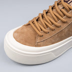 Brown suede sneakers with a platform for casual wear