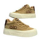 Tan sneakers with a platform, stylish footwear for casual outings