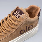 Brown suede sneakers with a platform for casual wear