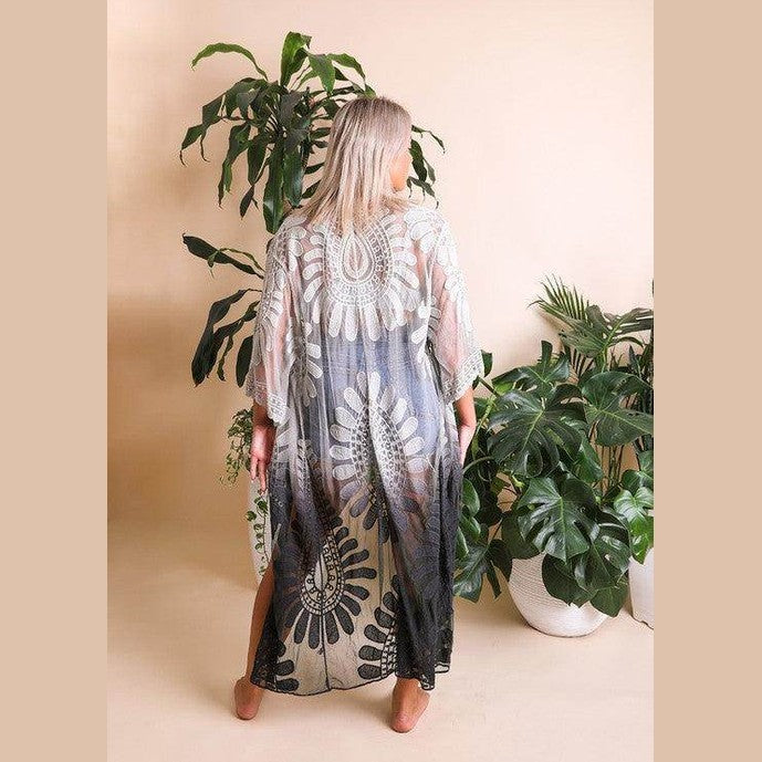 Ombre Bohemian Lace Kimono - VacationGrabs