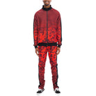 Men's Ombre Two Piece Outfits in Red and Black with a Stylish Track Jacket and Pants