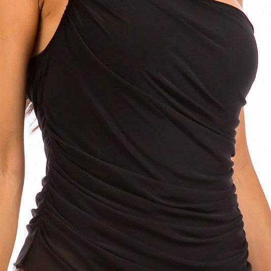 Women's Swimwear - Cover Ups One Piece Single Shoulder Solid Swimsuit With Mesh