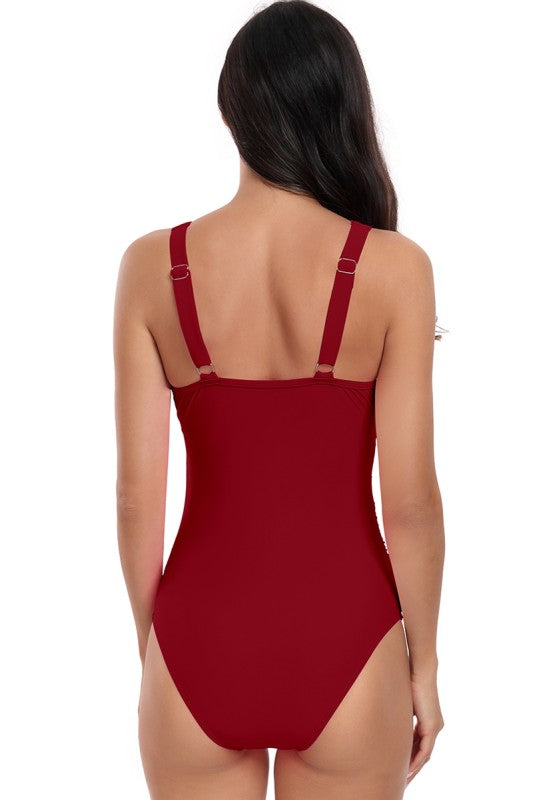 Women's red one piece swimsuit bathing suits for swimming or beachwear