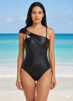 Women's black one piece swimsuit bathing suits for beach outings