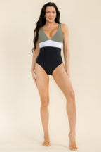 Women's color-block one piece swimsuit bathing suits, perfect for beach days