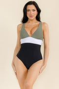 Women's color block one piece swimsuit bathing suits for beach days