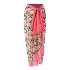Floral print sarong wrap with bow detail for beach cover-up