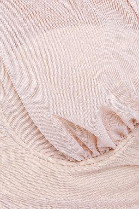 Women's Shirts - Bodysuits One Shoulder Detail Mesh Bodysuit