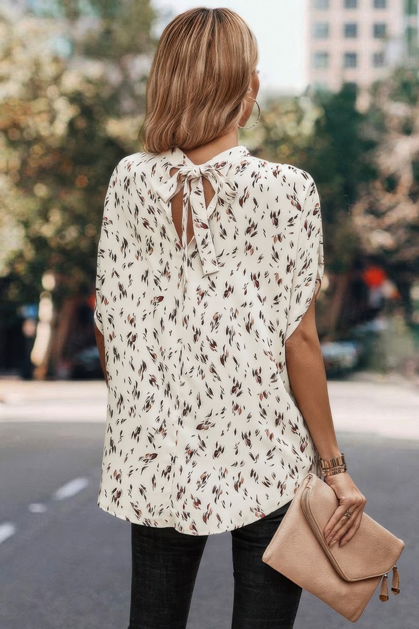 VacationGrabs open back summer tops for women with stylish pattern and bow tie detail
