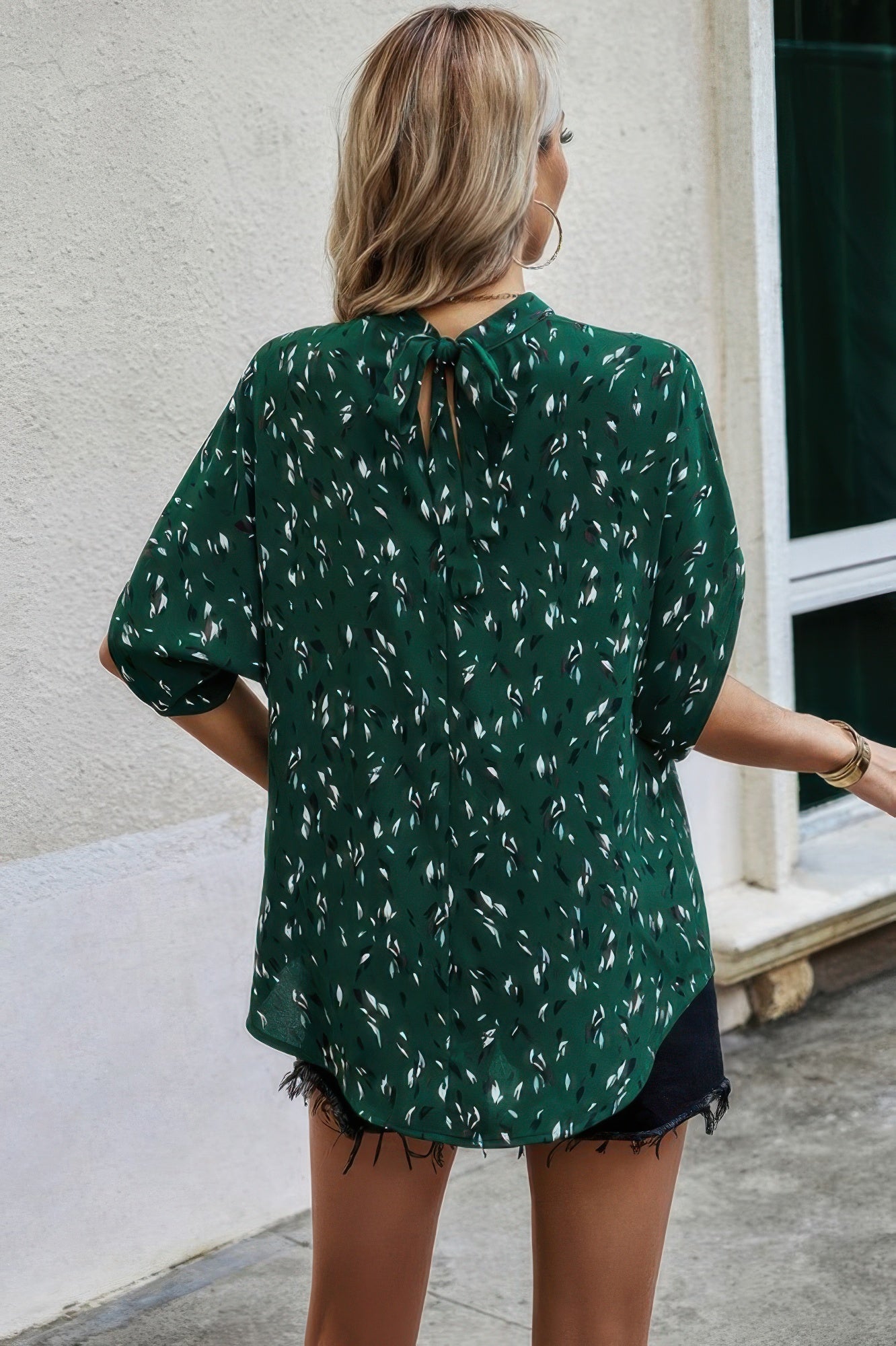Green VacationGrabs open back summer tops for women with a stylish tie detail and short sleeves