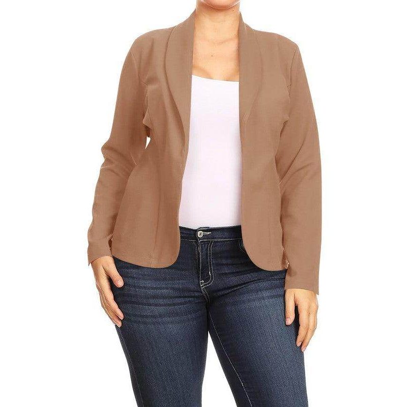 Open Front Long Sleeves Waist Length Blazer Jacket - VacationGrabs