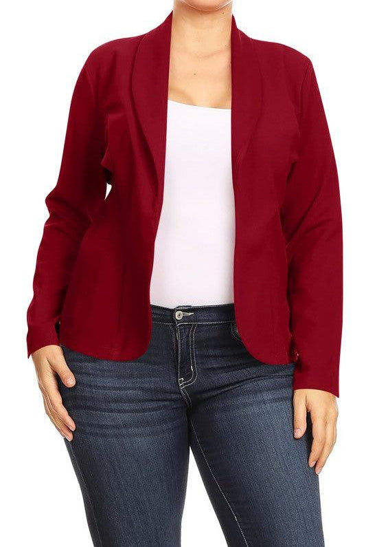 Women's Coats & Jackets Open Front Long Sleeves Waist Length Blazer Jacket