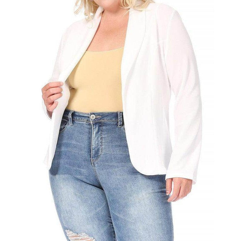 Open Front Long Sleeves Waist Length Blazer Jacket - VacationGrabs
