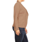 Open Front Long Sleeves Waist Length Blazer Jacket - VacationGrabs