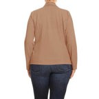 Open Front Long Sleeves Waist Length Blazer Jacket - VacationGrabs