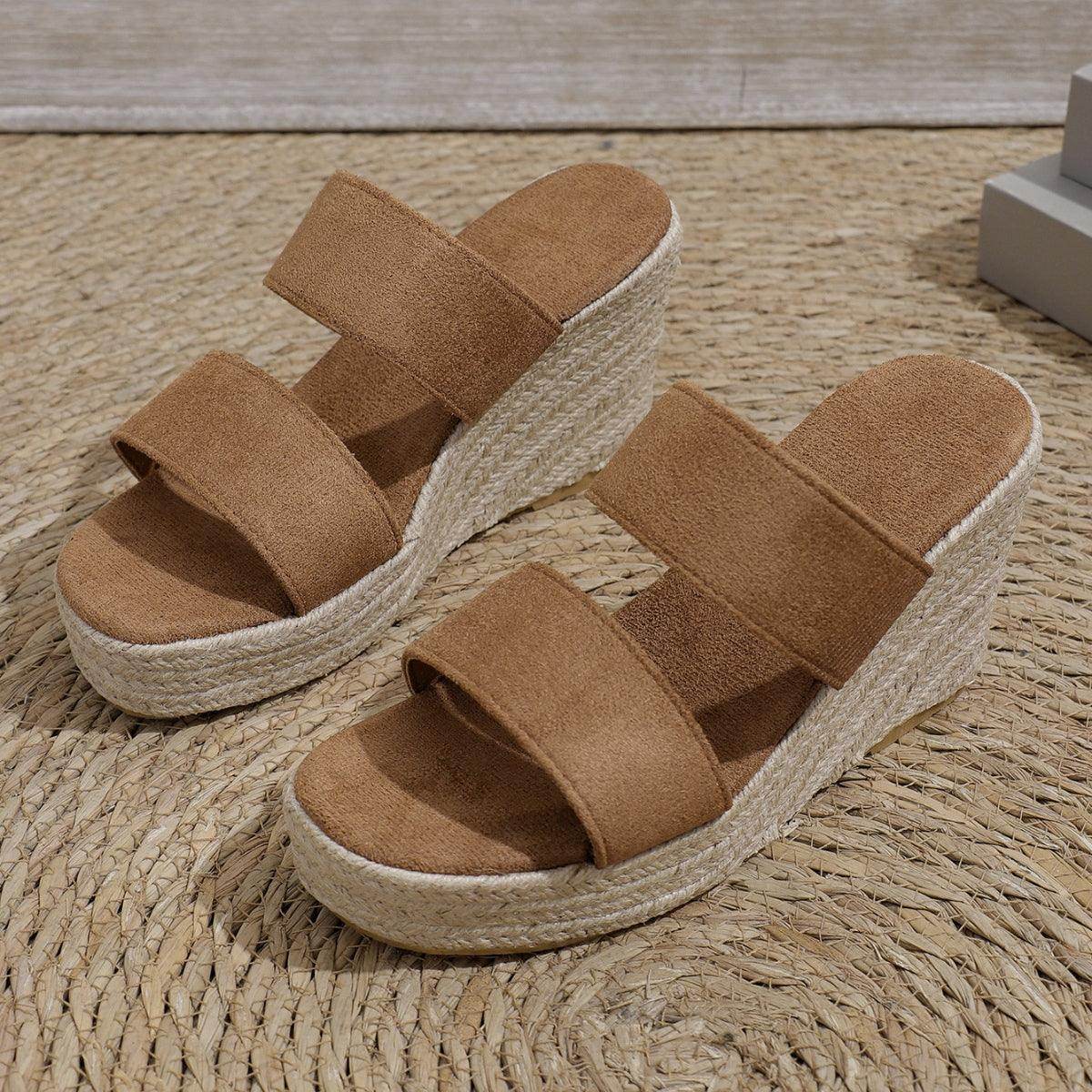 Open Toe Wedge Sandals - VacationGrabs