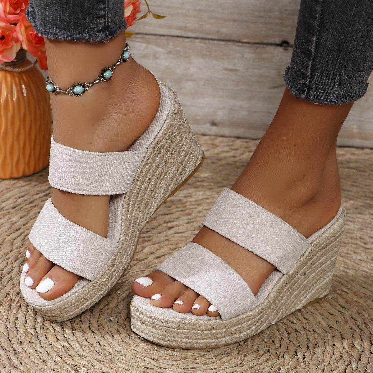 Open Toe Wedge Sandals - VacationGrabs