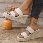 Open Toe Wedge Sandals - VacationGrabs