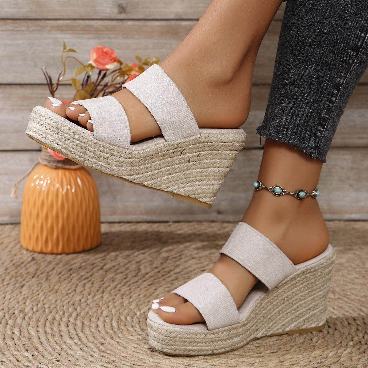 Open Toe Wedge Sandals - VacationGrabs