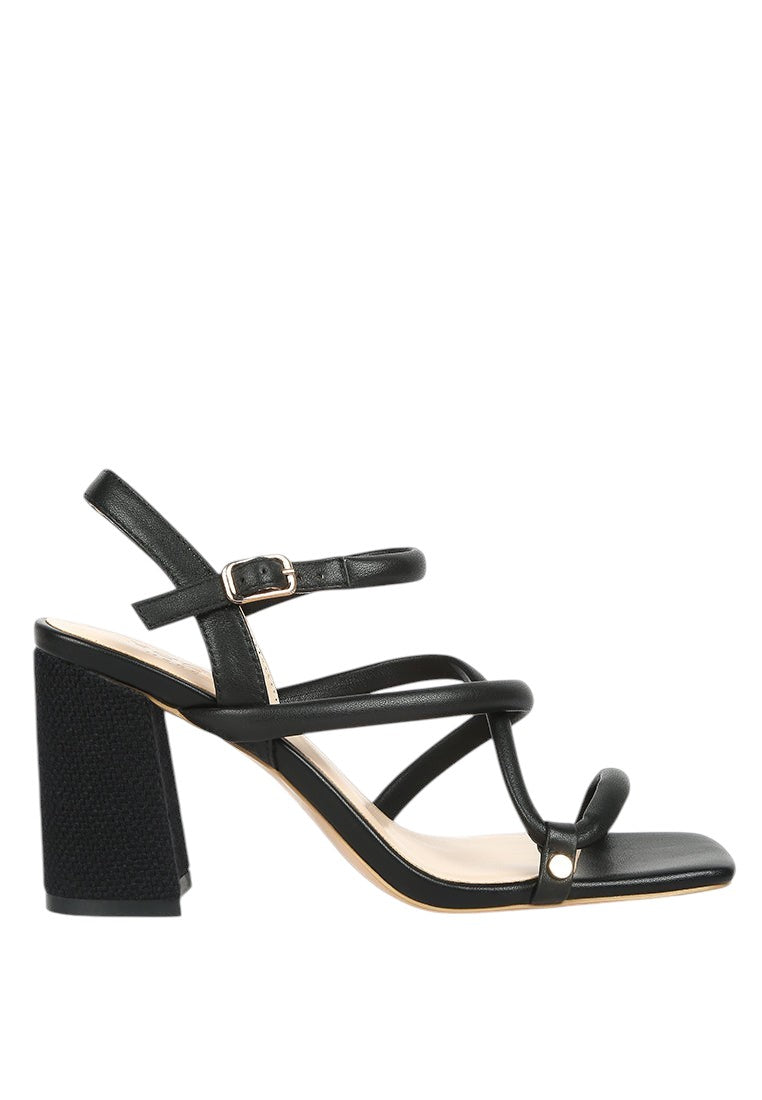 Artha Open Square Toe Block Heel Sandals