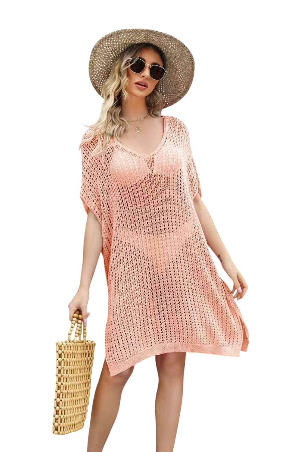 Openwork Side Slit Cover-Up Dress