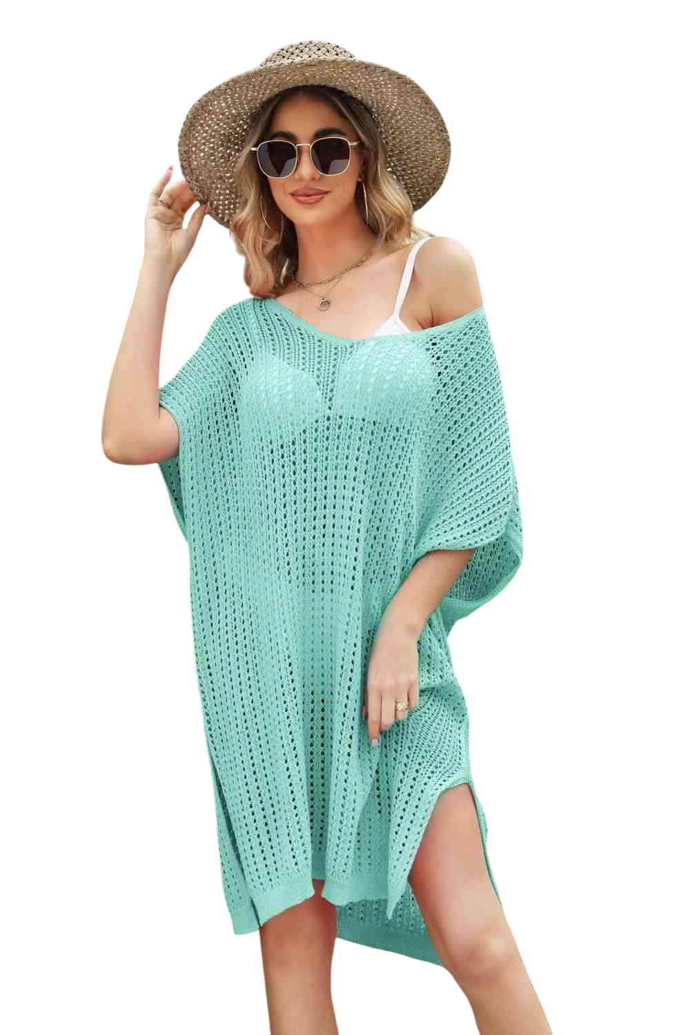 Openwork Side Slit Cover-Up Dress