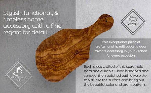 Original Olive Wood Cutting Board with Handle - VacationGrabs