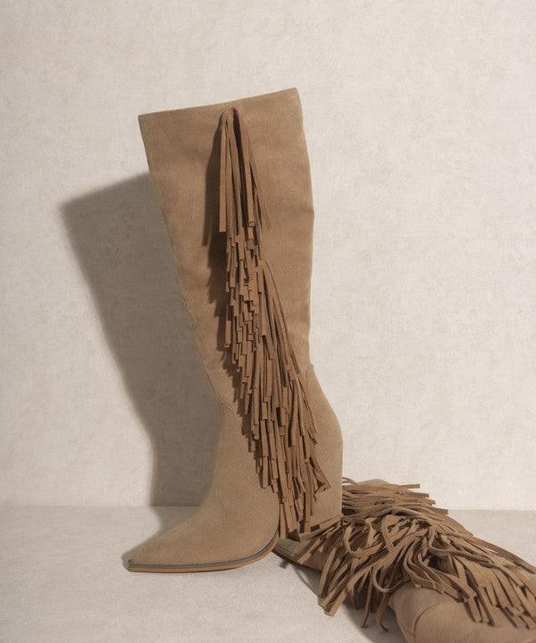 Women's Shoes - Boots Out West Knee-High Fringe Boots