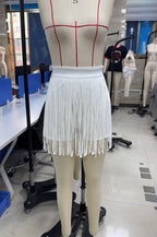 Women's white fringe shorts, perfect outfit for cowgirl style
