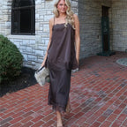Women’s brown tea party outfit skirt, lightweight lace for elegant events