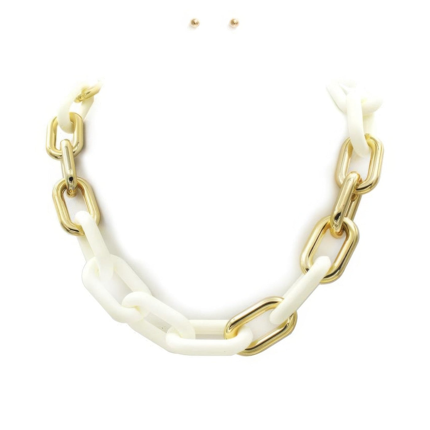 Stylish oval link necklace with white and gold accents for women's jewelry collection