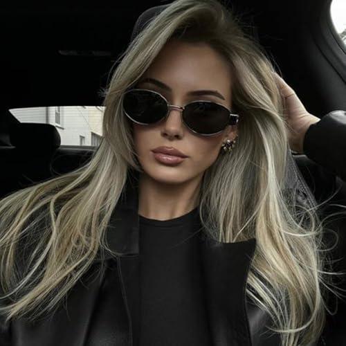 Women's black oval sunglasses, stylish for everyday wear