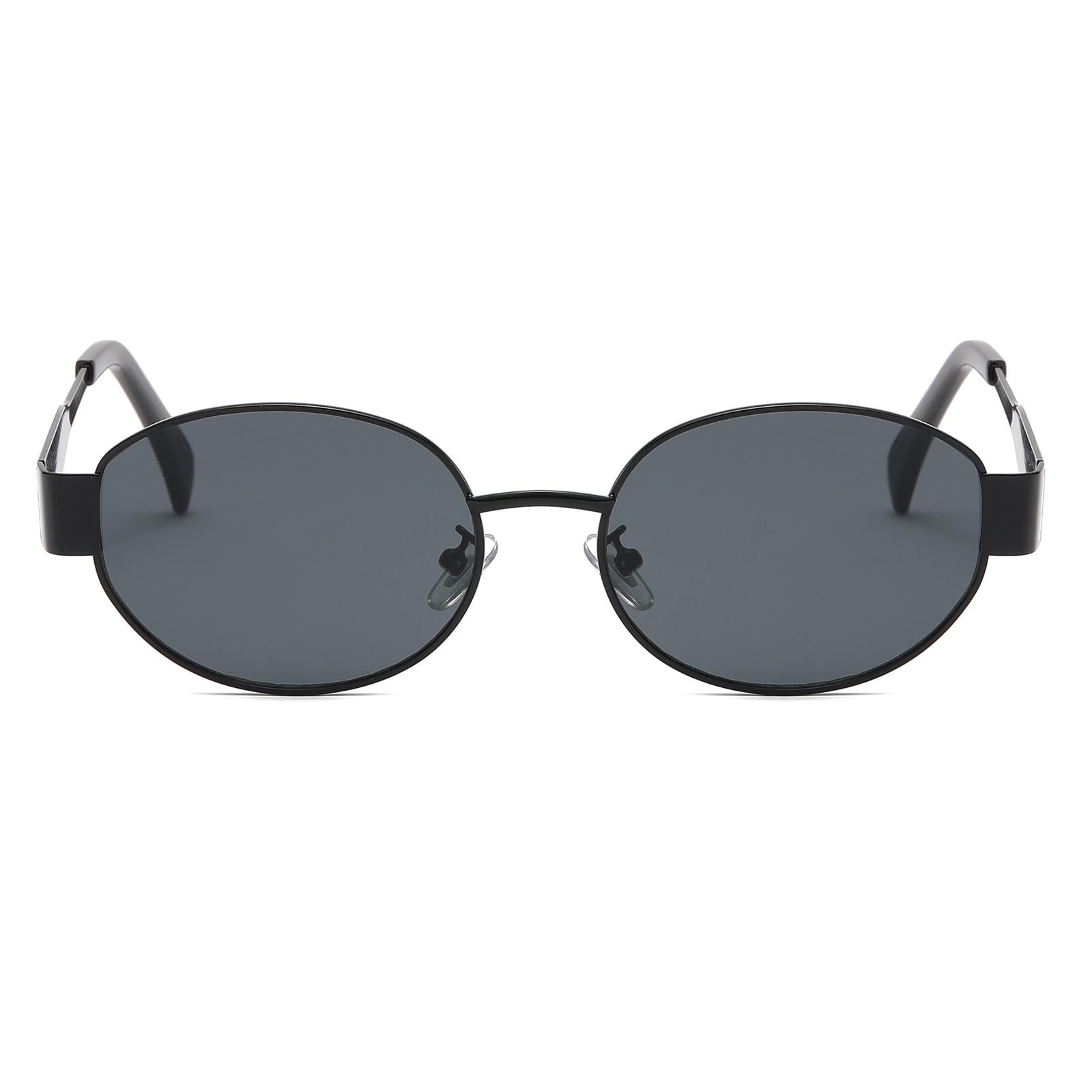 Black oval sunglasses in a sleek design, perfect for summer outings