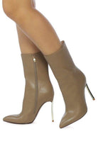 Rag Company over the ankle stiletto boots in beige with a sleek design and pointed toe