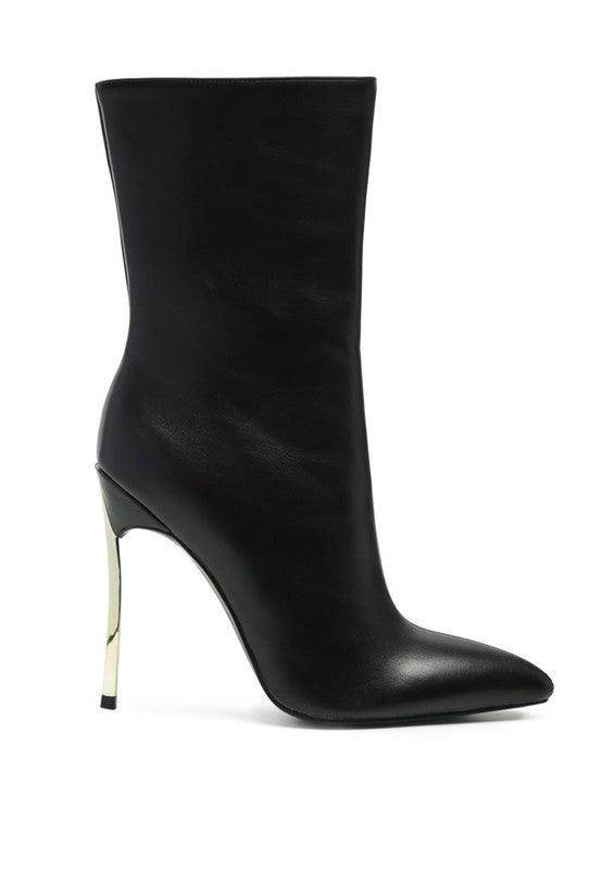 Rag Company Women's Over the Ankle Stiletto Boots in Black with Sleek Design and High Heel