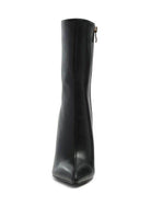 Rag Company sleek black over the ankle stiletto boots with a stylish pointed toe and zip closure