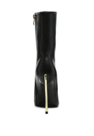 Rag Company black over the ankle stiletto boots with a sleek design and a metallic heel