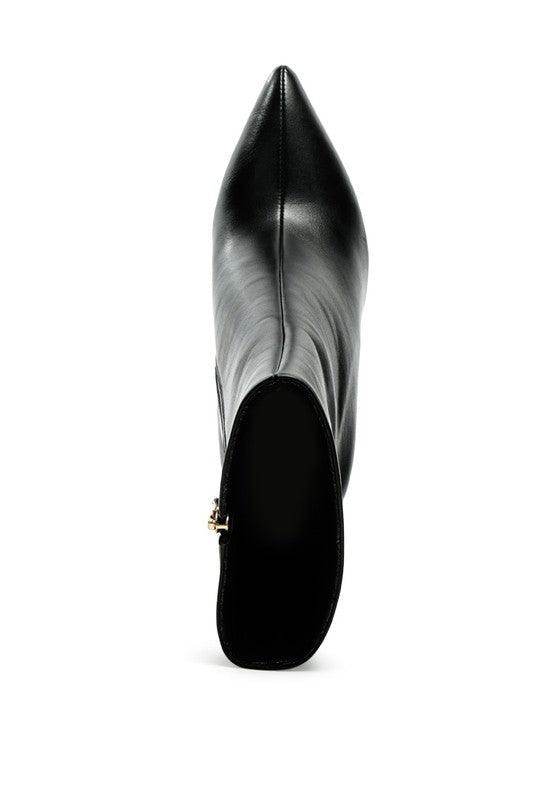 Rag Company black over the ankle stiletto boots with a sleek pointed toe design