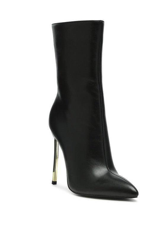 Rag Company Black Over the Ankle Stiletto Boots with a Sleek Design and High Heel
