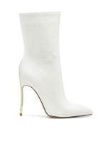 Rag Company Over the ankle stiletto boots in white with a sleek pointed toe and high heel