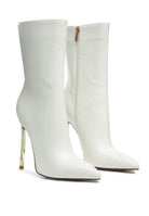 Rag Company white over the ankle stiletto boots with a sleek design and gold heel for a stylish look