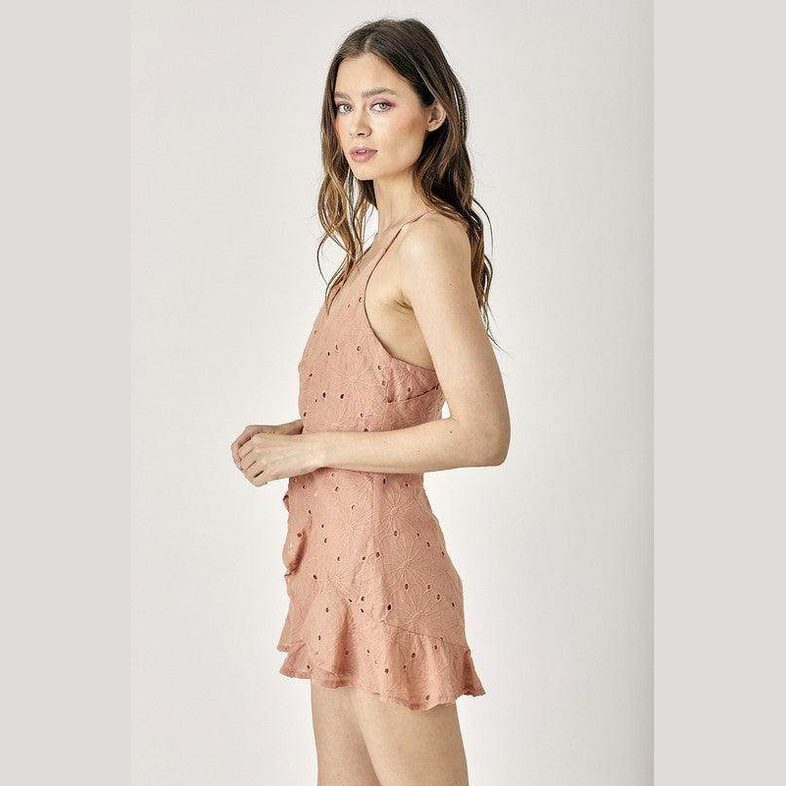 Overlap Ruffled Cami Romper - VacationGrabs