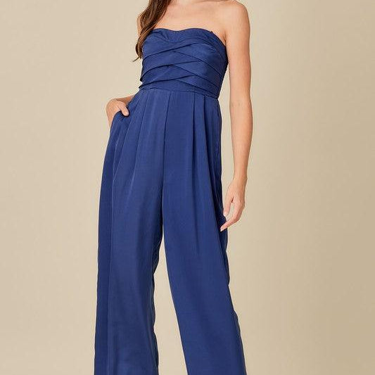 Women's Shirts Overlapping Top Detailed Jumpsuit