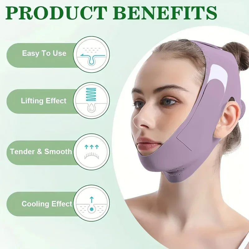Overnight face lift band, purple, easy to use for a lifting effect