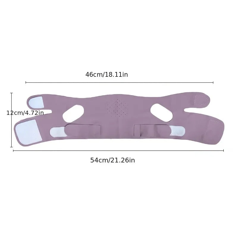 Pink overnight face lift band designed for facial tightening while sleeping