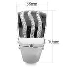 Elegant oversized black crystal bangle with silver accents for stylish women
