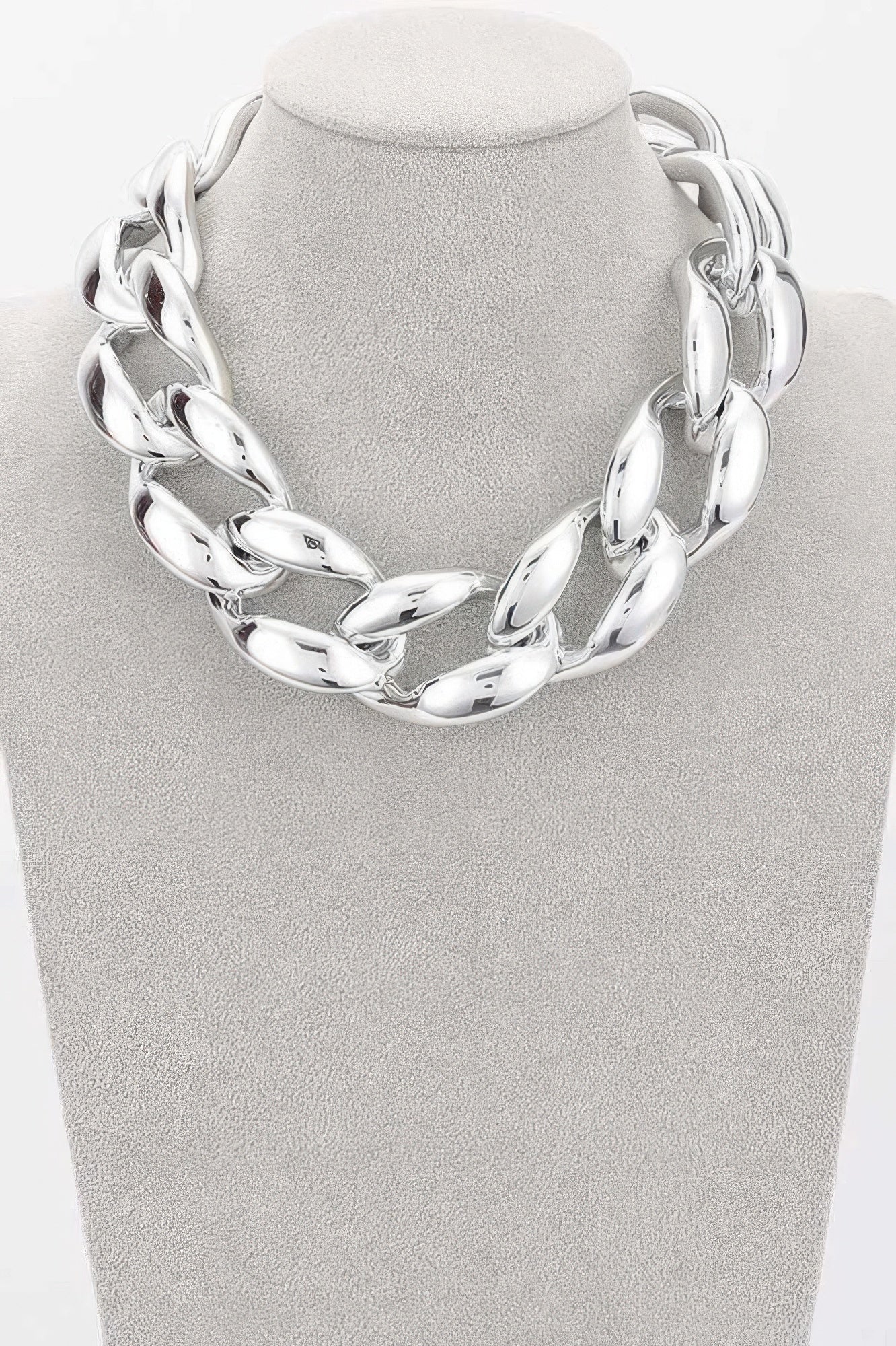 Oversized chain choker necklace by VacationGrabs featuring a sleek silver design for bold styles